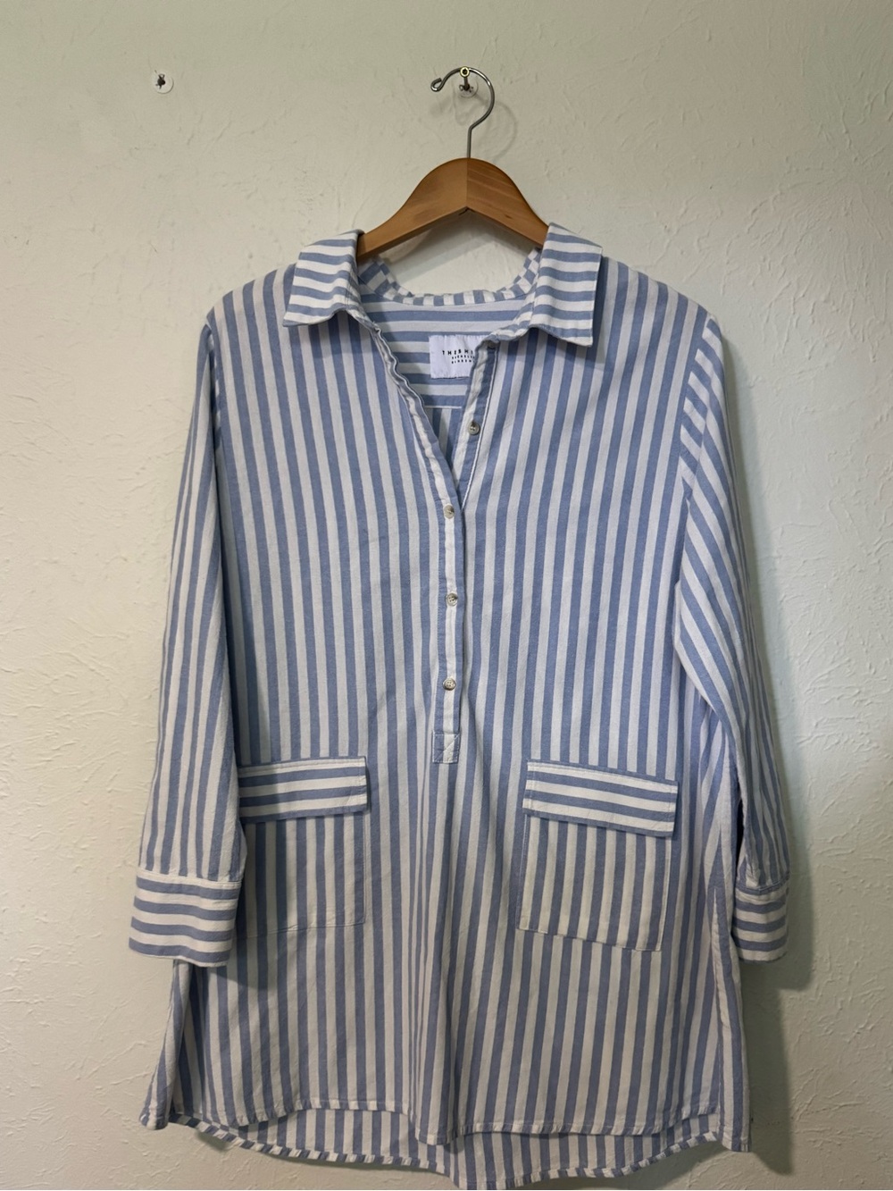 The Shirt by Rochelle Behrens Blue & White Stripes the Raya Dress Size XL